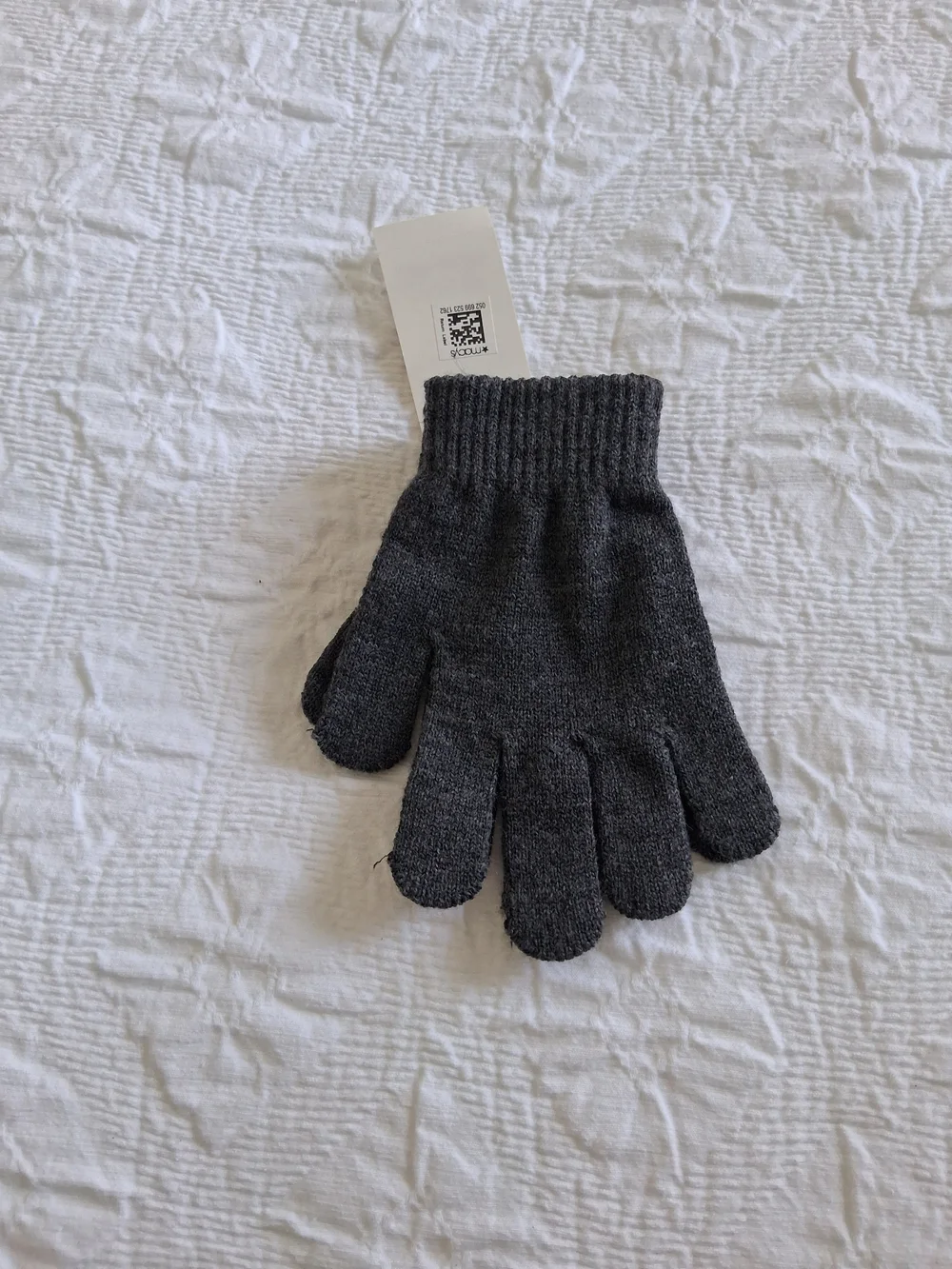 Kid's Boys Knit Gloves - Charcoal Gray Size 2-5 Years